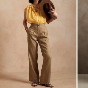 NWOT Banana Republic wide leg linen pants. Flat pleats in iced latte beige Sz 8